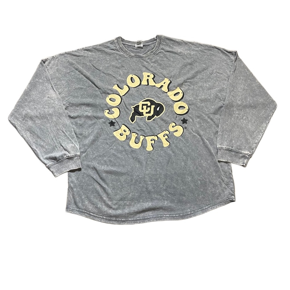Gameday Couture Colorado Buffs Long Sleeve Shirt VTG Wash Gray Oversized NWOT